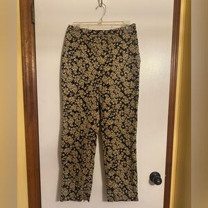 ✨ Ann Taylor Floral Cotton Pants – Size 6 – Black & Tan – Wardrobe Staple ✨